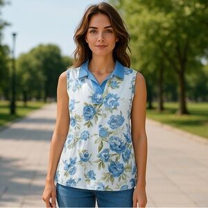 NWT Laura Ashley Women’s Floral Golf Tennis Sleeveless Top Athletic Performance